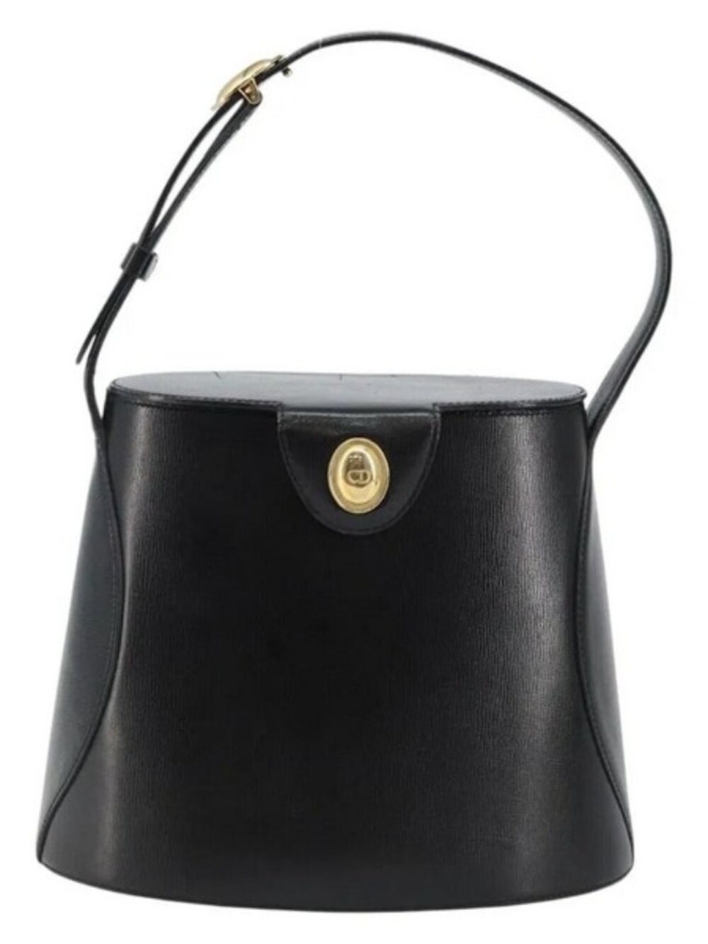 THE COOLEST CHRISTIAN DIOR PARIS BLACK LEATHER ROUNDED BOX PURSE WITH TOP HANDLE